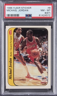1986-87 Fleer Sticker #8 Michael Jordan Rookie Card – PSA NM-MT 8 (ST)
